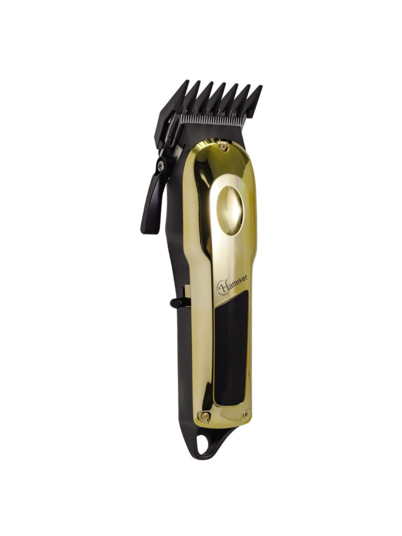 Gold electric foil shaver with LED display featuring a sleek design and ergonomic handle by Trendsi.