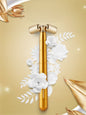 Gold facial massager beauty device by Trendsi for skincare and facial relaxation, shown in a sleek, compact design.
