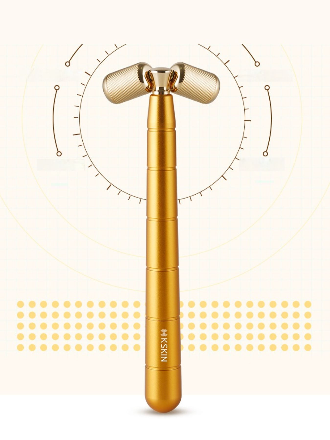 Gold Trendsi facial massager beauty device with ergonomic design for skin rejuvenation and facial relaxation.
