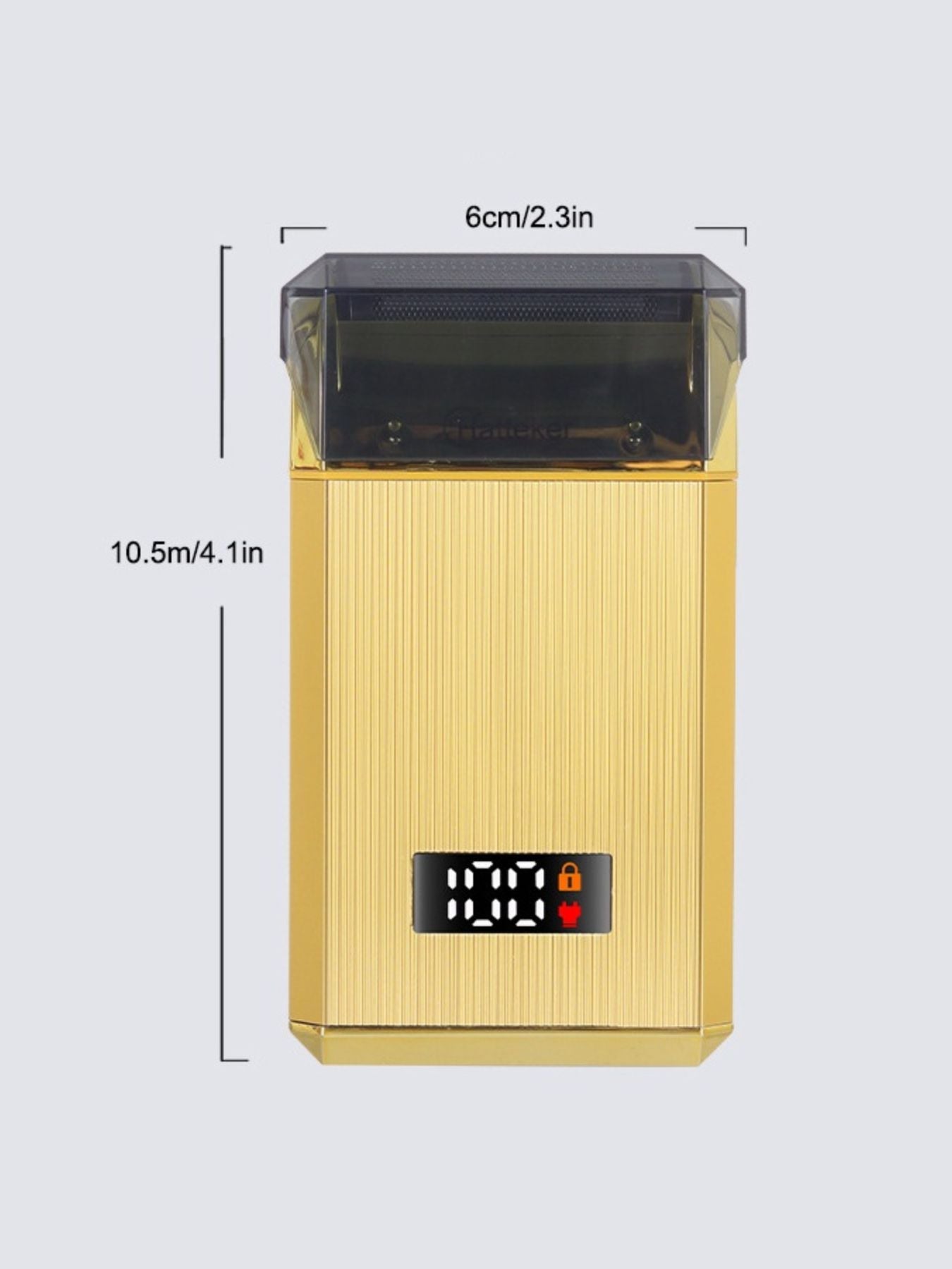 Gold portable electric foil shaver with LED display, compact design, and ergonomic grip by Trendsi.