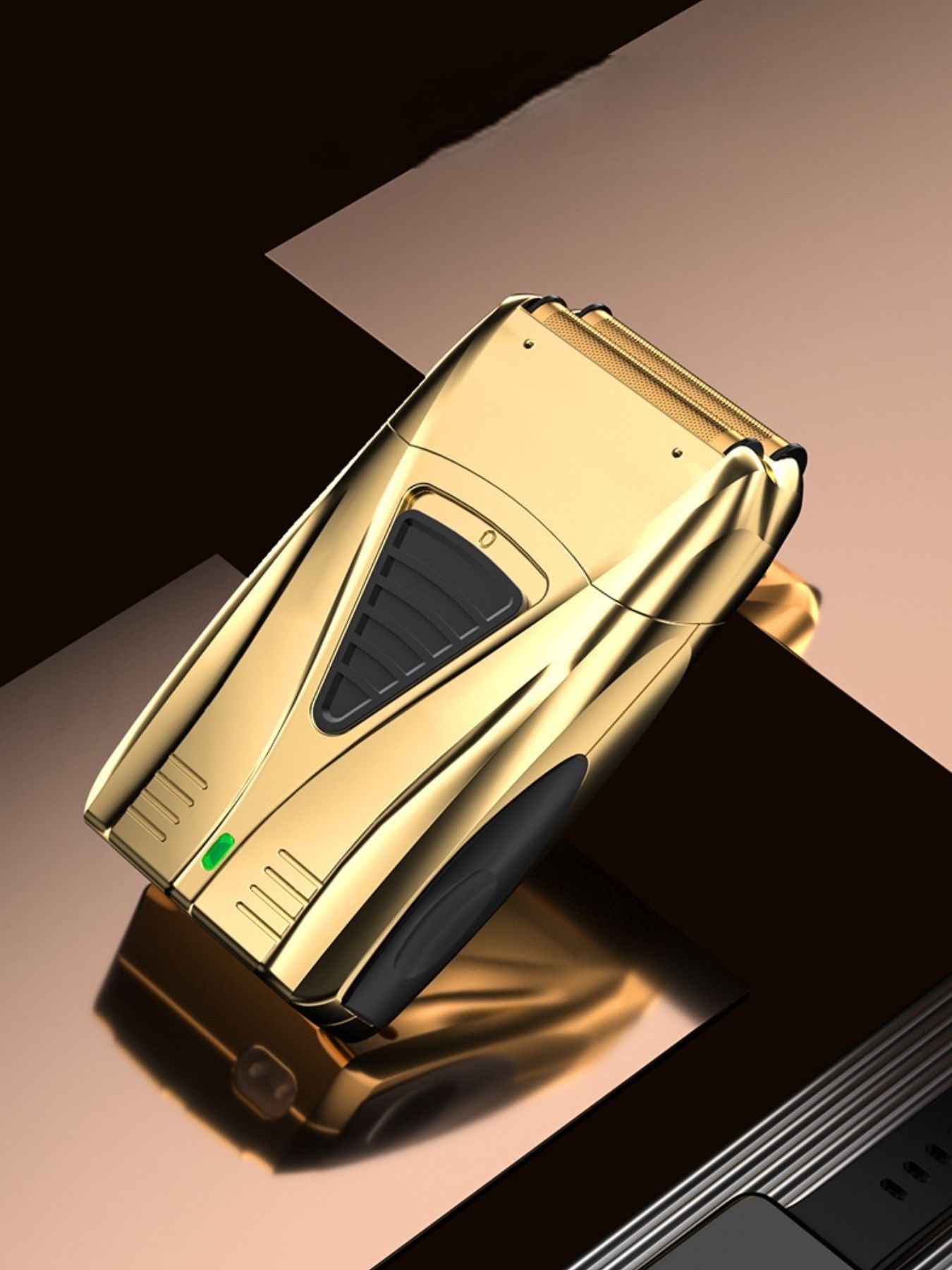 Portable golden shaver by Trendsi with a sleek compact design and shiny gold finish, ideal for on-the-go grooming.