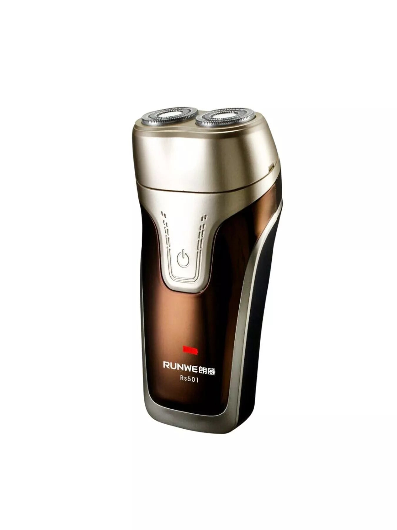 Gold rechargeable rotary shaver by Trendsi with multiple rotary blades and ergonomic handle for smooth, close grooming.
