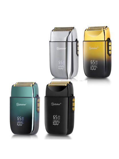 Gold LED display shaver with sleek design and one-size fit, featuring a modern look from Trendsi.
