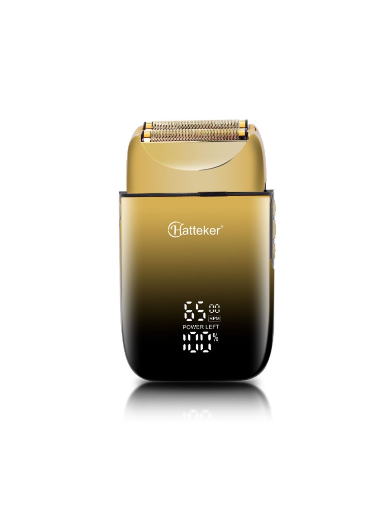 Gold LED display shaver with sleek design and one-size fit, featuring a modern look and digital display from Trendsi.