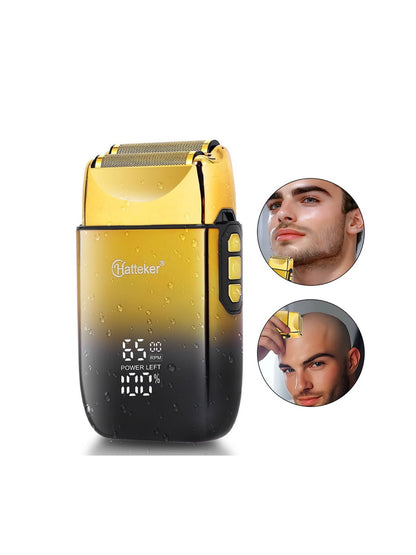 Gold LED display shaver by Trendsi with a sleek, modern design and one-size fit, featuring a bright digital screen.