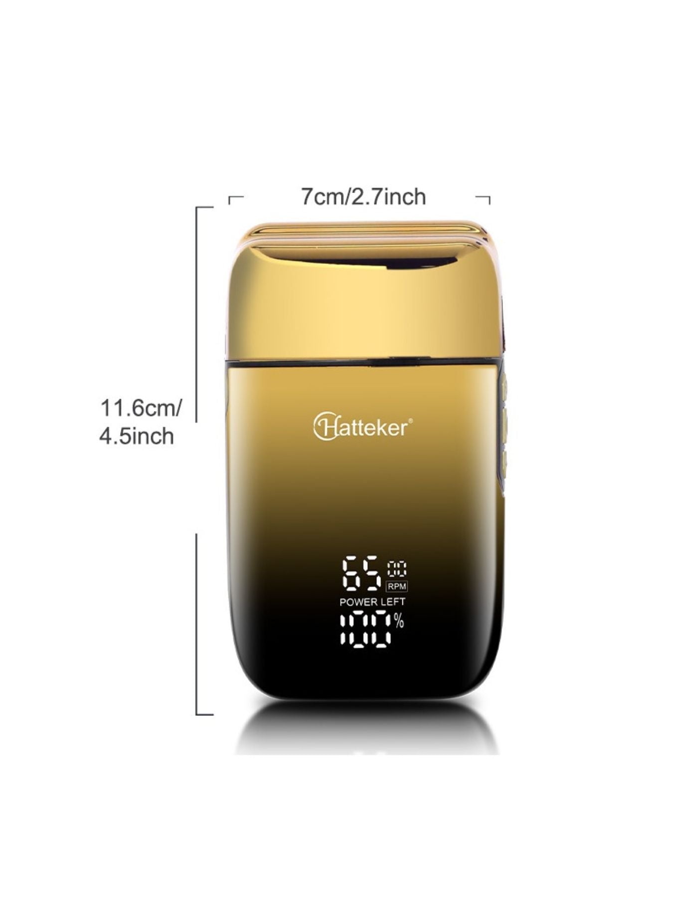 Gold LED display shaver with sleek design, featuring a modern look and one-size fit from Trendsi.