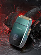 Gold LED display shaver from Trendsi with sleek design and one-size fits all, showing close-up of the shaver's front and LED screen.