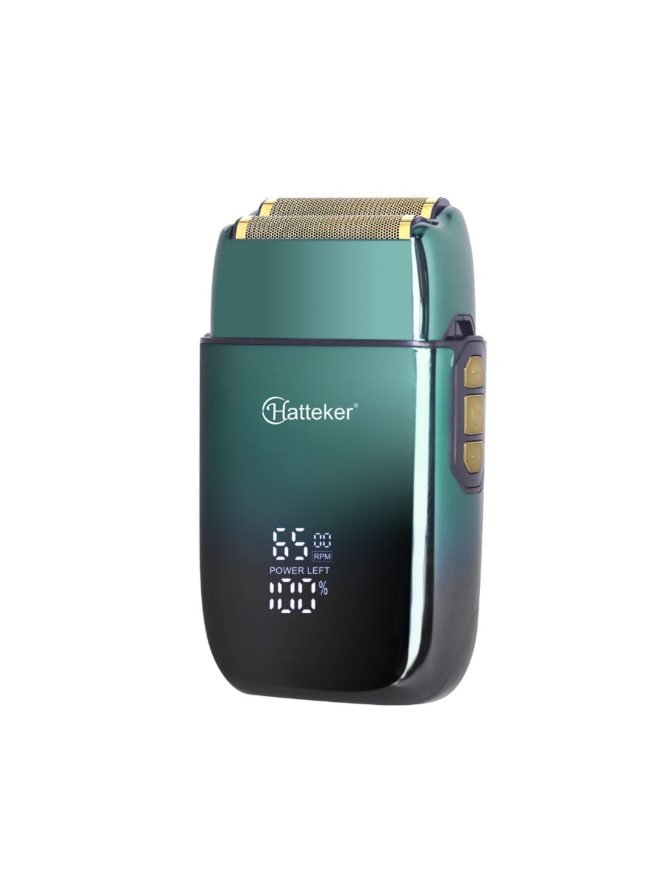 Gold LED display shaver by Trendsi with a sleek modern design and one-size fit, showcasing its illuminated LED screen.