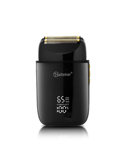 Gold LED display shaver by Trendsi with sleek design and one-size fit, showcasing a modern grooming tool.