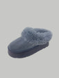Gray WILD DIVA embellished faux fur platform booties by Trendsi featuring decorative embellishments and chunky sole.