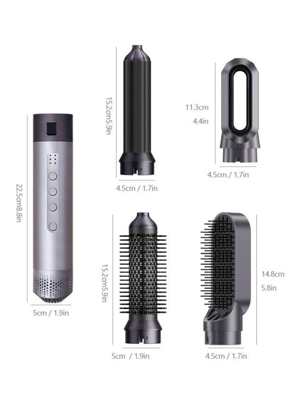 Gray 5-in-1 Hot Air Brush by Trendsi with European plug, versatile styling tool for blow-drying and curling hair.
