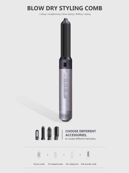 Gray 5-in-1 Hot Air Brush by Trendsi with European plug for versatile hair styling and drying.