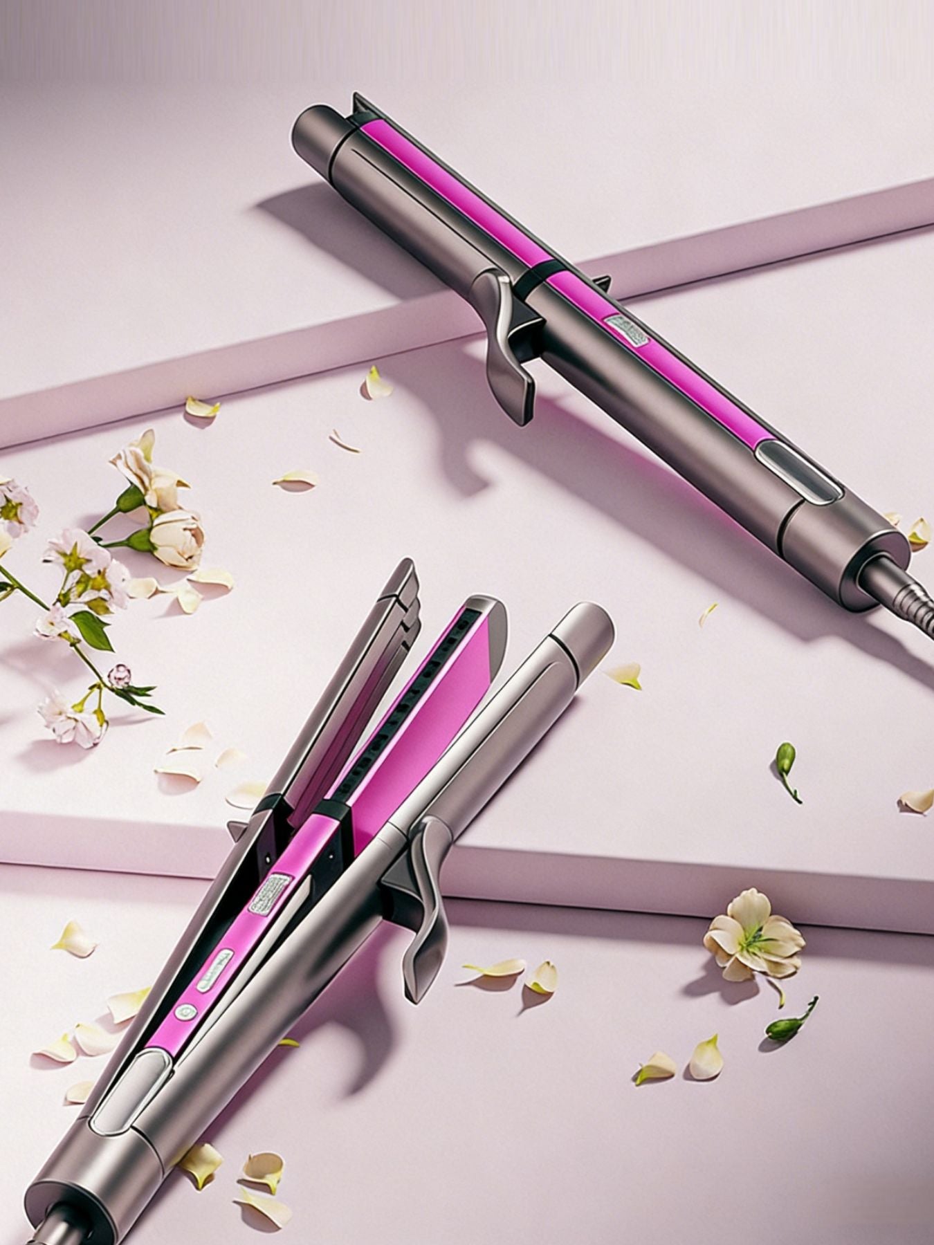 Trendsi adjustable temperature hair straightener and curler with gray finish, European plug for versatile styling.