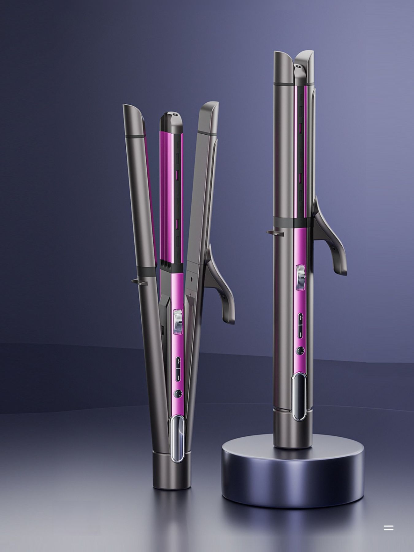 Trendsi adjustable temperature gray hair straightener and curler with European plug, showcasing sleek design and versatile styling tools.