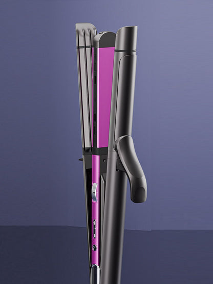 Gray Trendsi adjustable temperature hair straightener and curler with European plug, showcasing sleek design and versatile styling features.