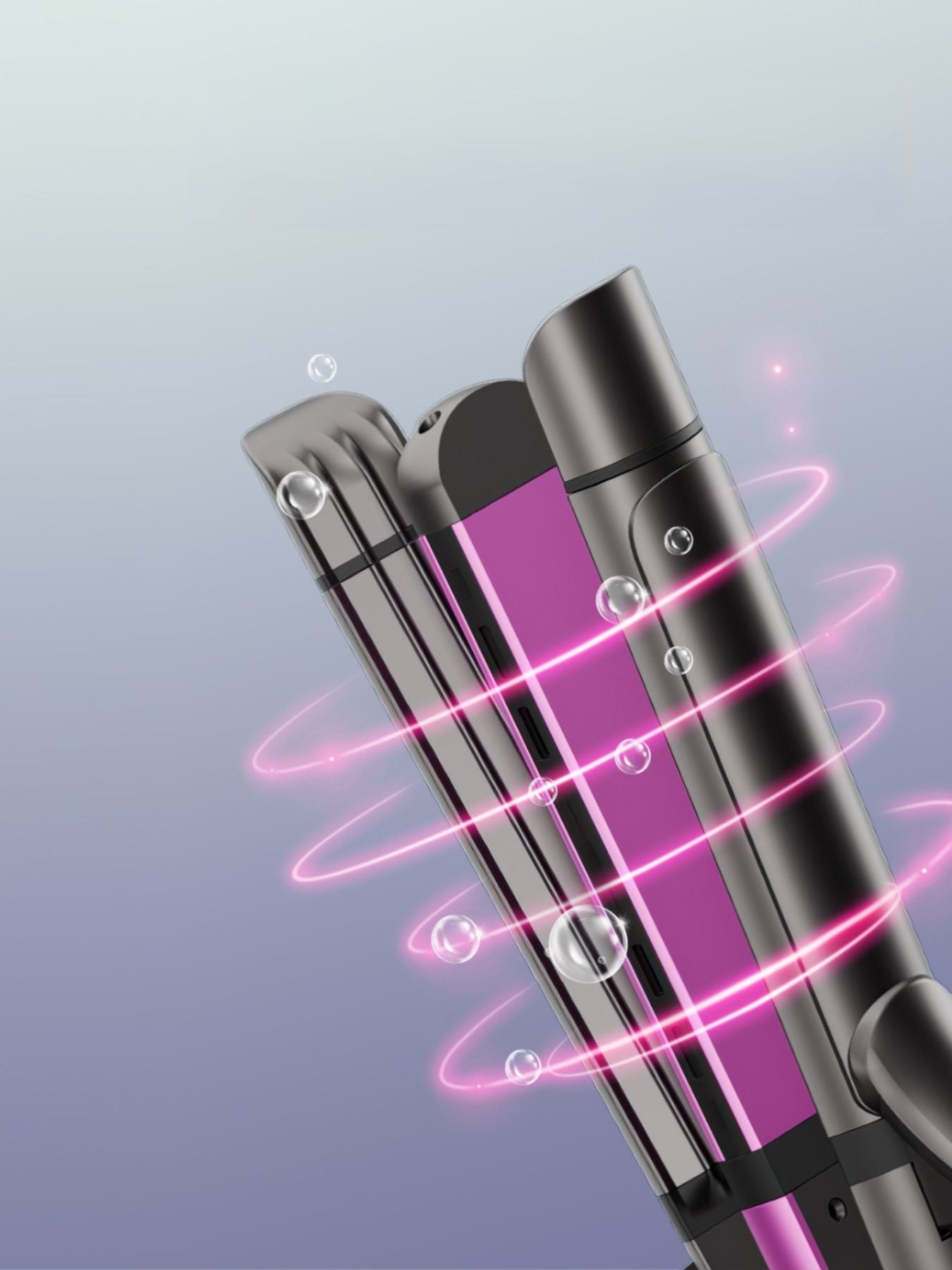 European plug adjustable temperature hair straightener and curler by Trendsi, gray color, with digital temperature controls.