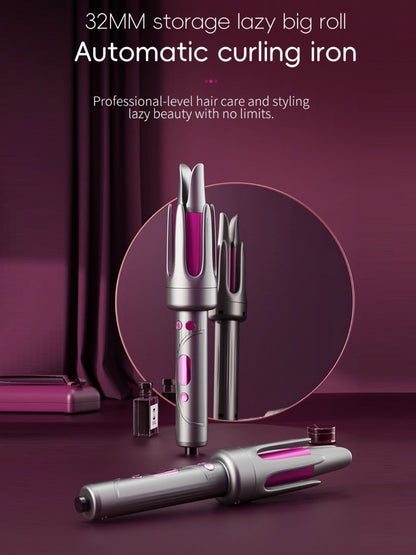 Gray automatic curling iron by Trendsi with European plug, showcasing its sleek design and rotating barrel for easy styling.