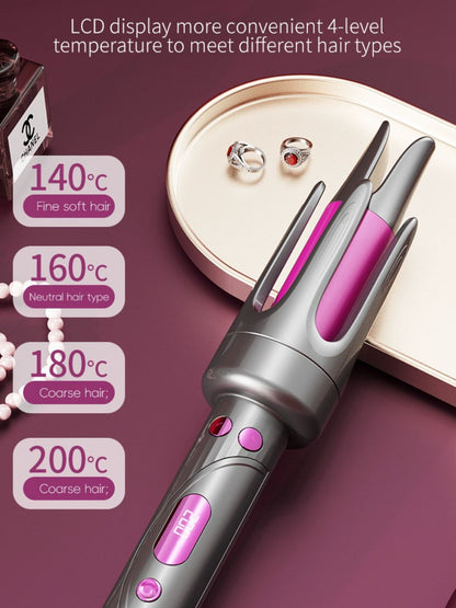 Gray automatic curling iron by Trendsi with European plug, showcasing its sleek design and curling barrel for versatile hairstyles.