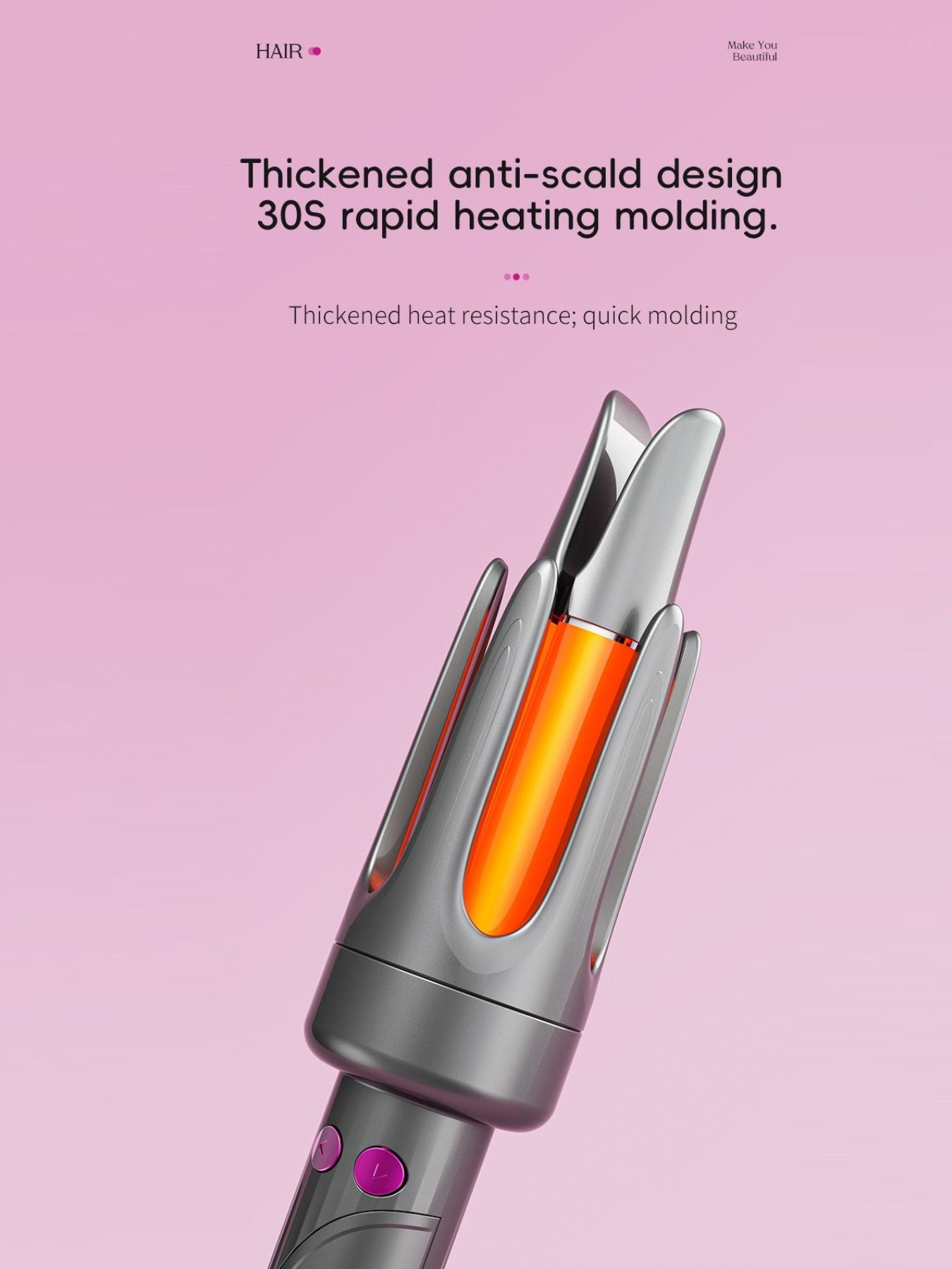 Gray automatic curling iron by Trendsi with European plug, showcasing its sleek design and curling barrel for easy styling.