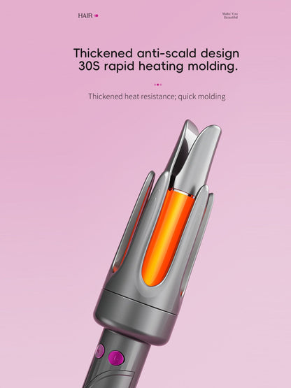 Gray automatic curling iron by Trendsi with European plug, showcasing its sleek design and curling barrel for easy styling.