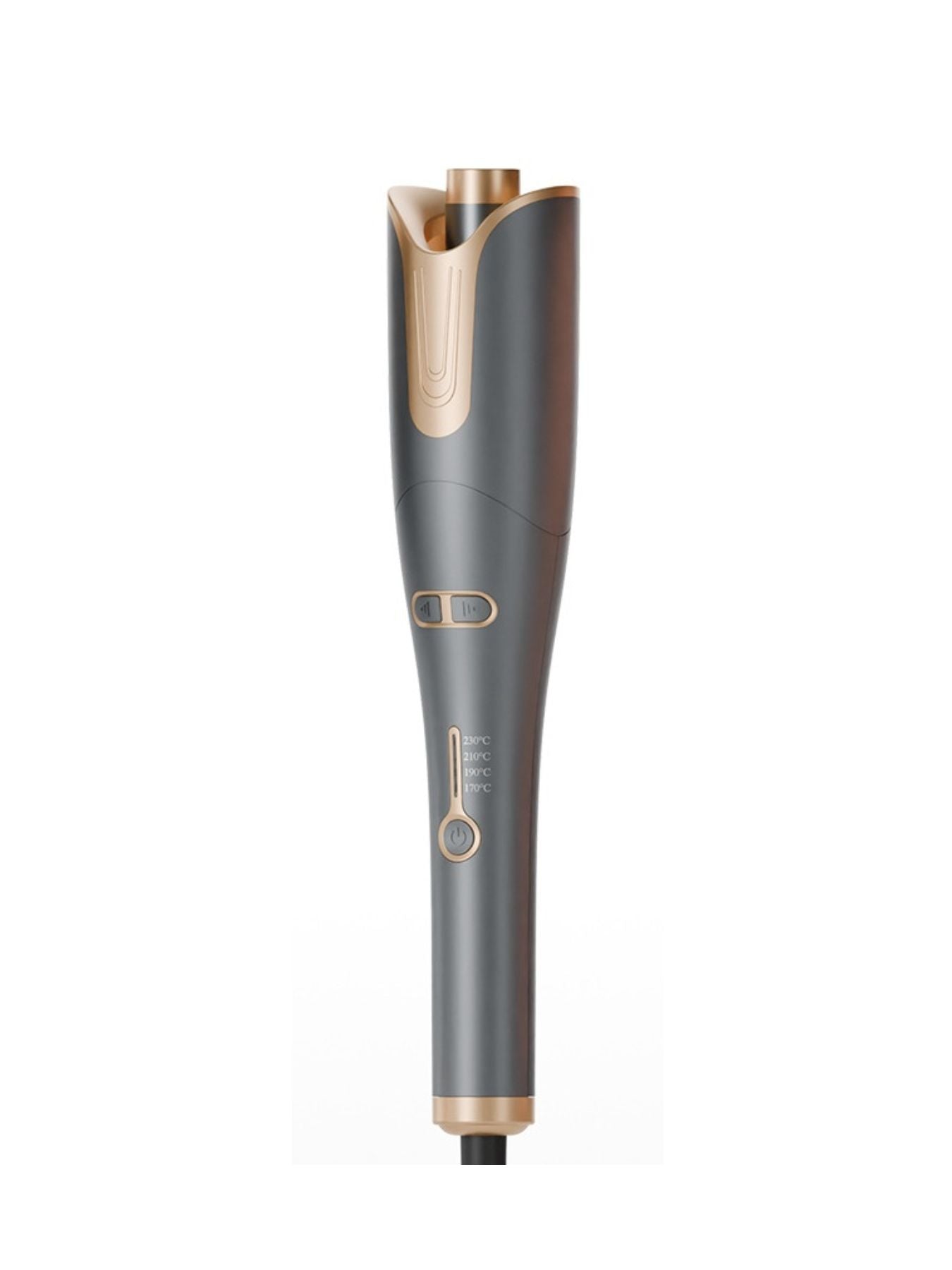 Gray automatic rotating hair curling iron from Trendsi with European plug, showcasing its sleek design and curling barrel.