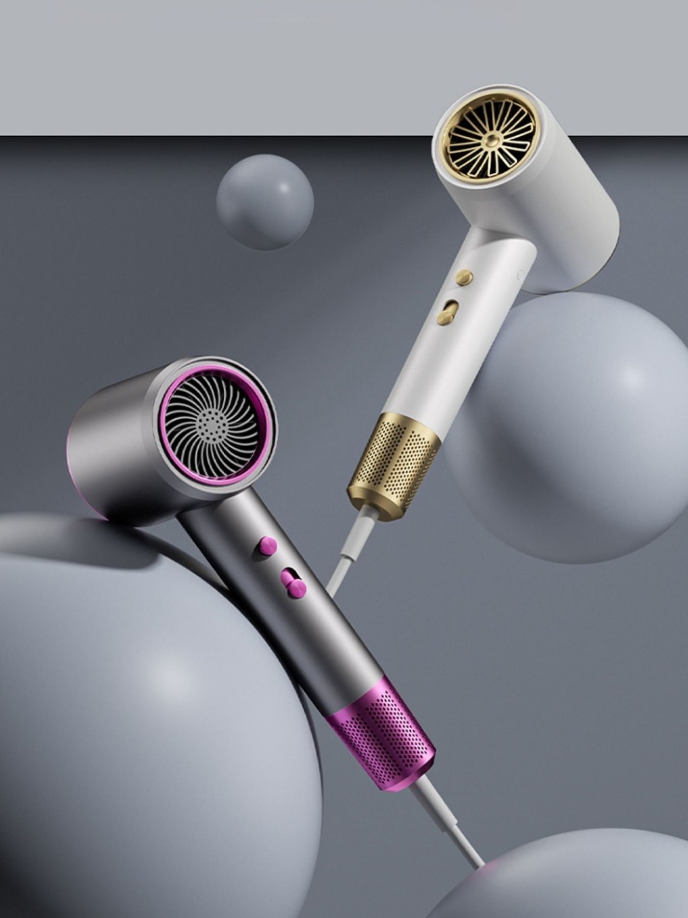 Gray household hair dryer by Trendsi with European plug, fast drying technology, and ergonomic design for quick styling.