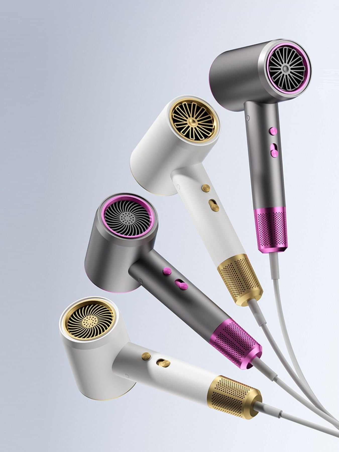 Gray household hair dryer by Trendsi with European plug, fast drying feature, compact design, and easy-to-handle grip.