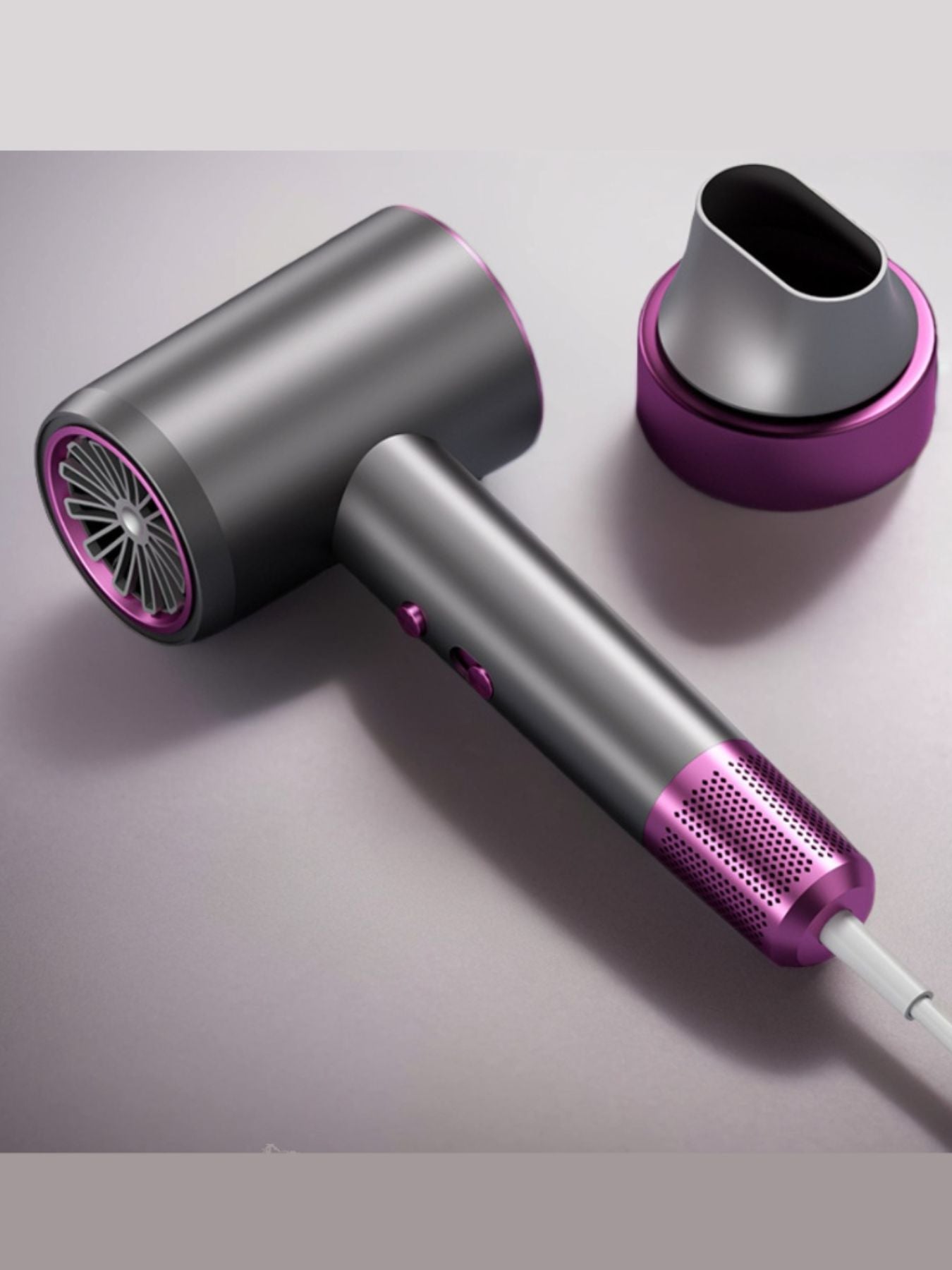 Gray household hair dryer by Trendsi with European plug, fast drying technology and ergonomic design for quick styling.