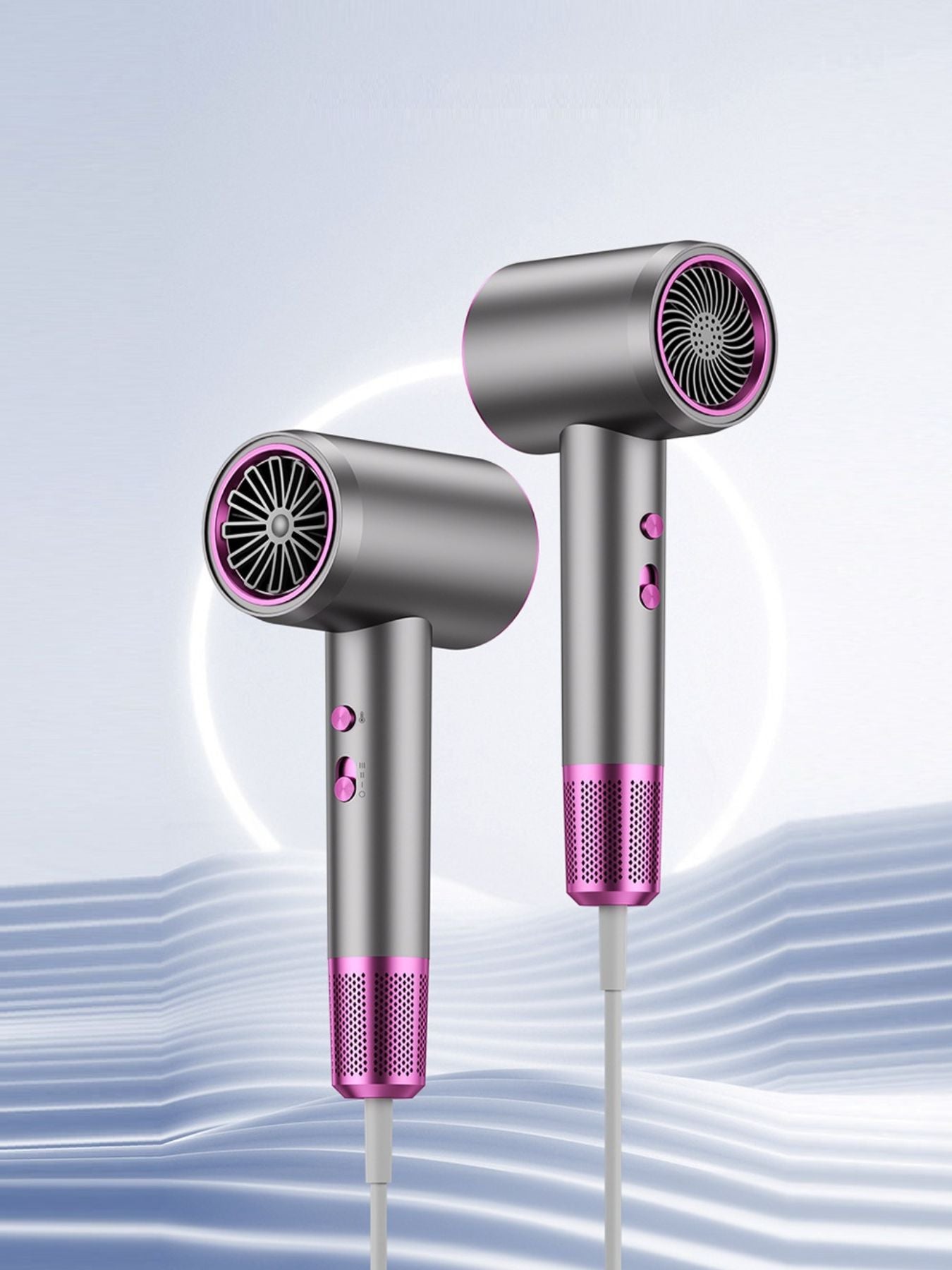 Gray household hair dryer by Trendsi with European plug, fast drying technology, ergonomic design, suitable for home use.