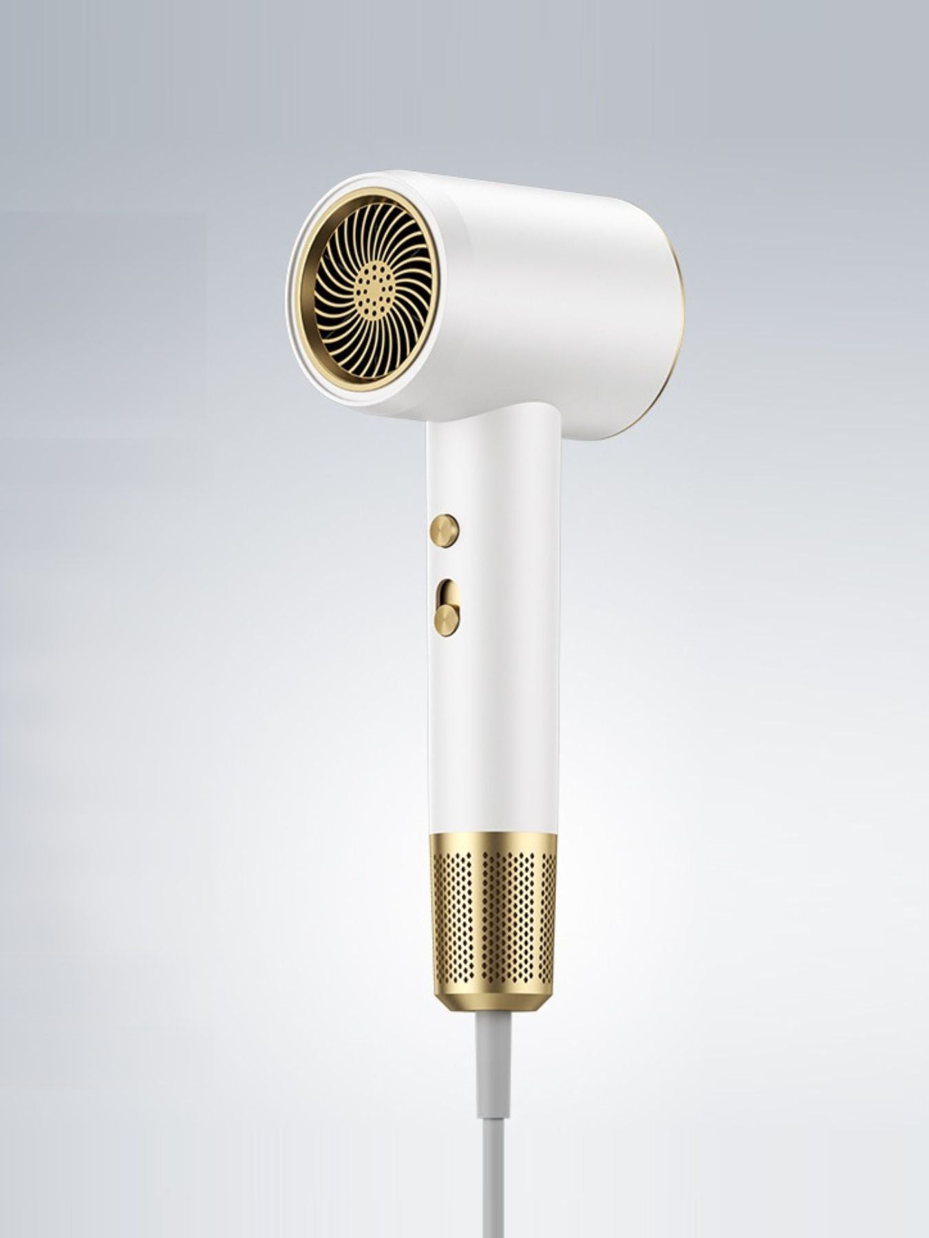 Gray household hair dryer with European plug, fast drying, Trendsi brand, compact and lightweight for quick hair styling.