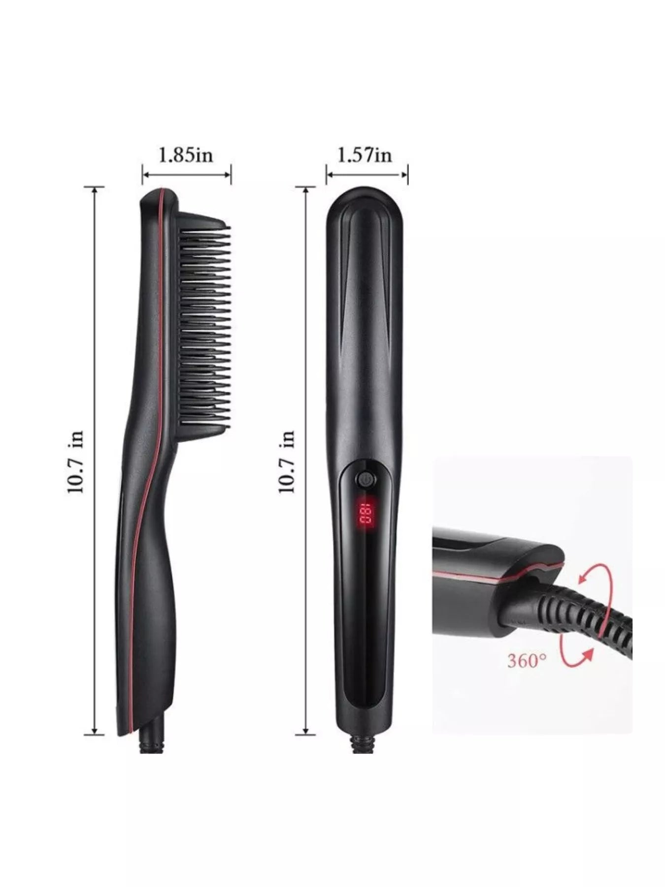 Trendsi heated straightening comb with gray European plug, designed for easy hair styling and straightening.