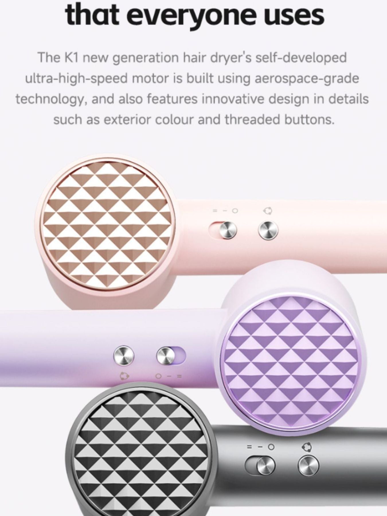 Gray lightweight high-speed hair dryer by Trendsi with European plug, compact design for fast hair drying.