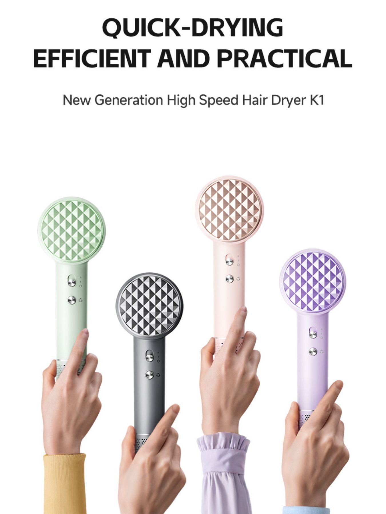 Gray lightweight high-speed hair dryer by Trendsi with European plug for quick, efficient drying and styling.