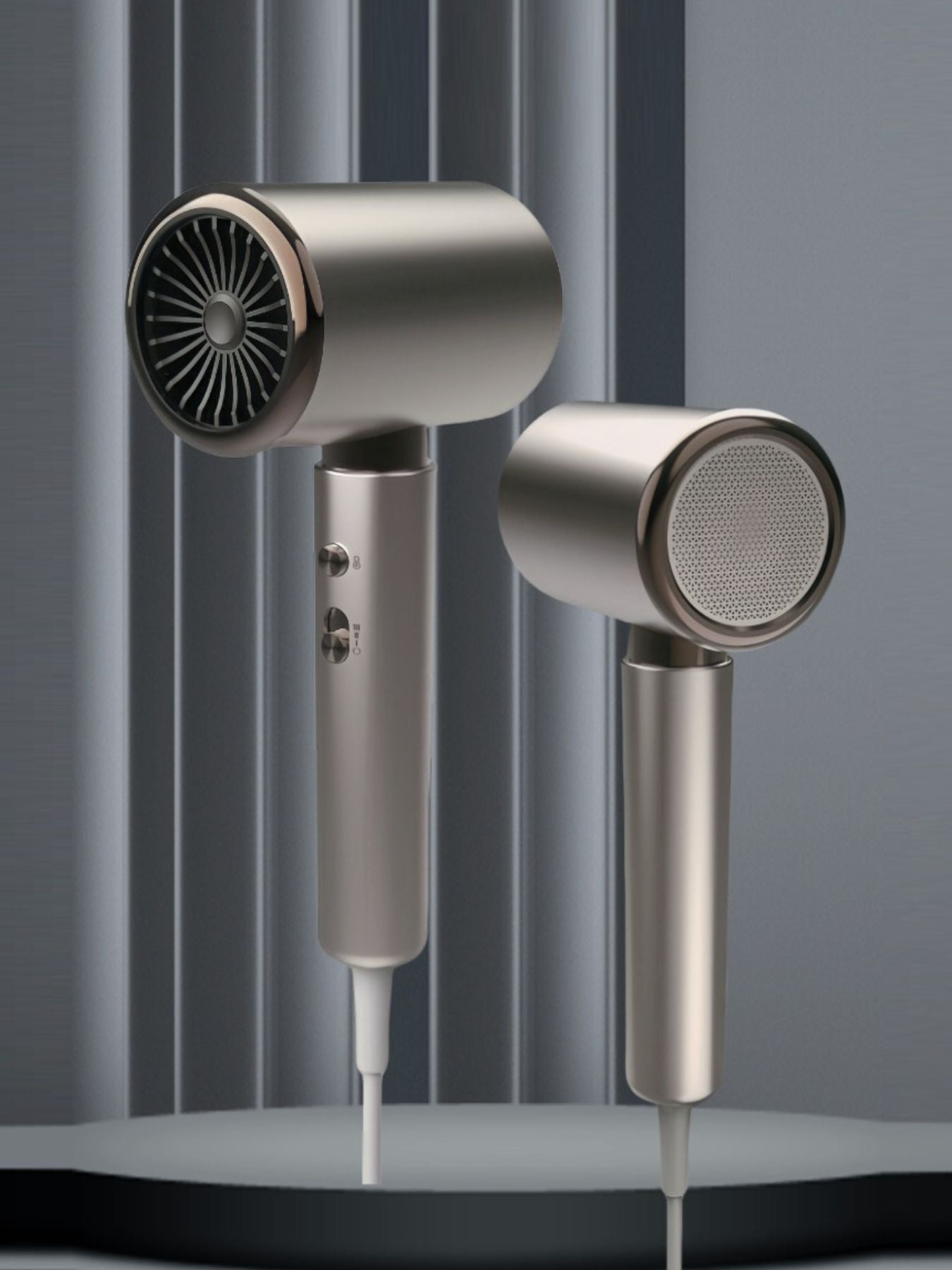 Gray household hair dryer with multiple heat settings and European plug, by Trendsi, designed for versatile hair drying.