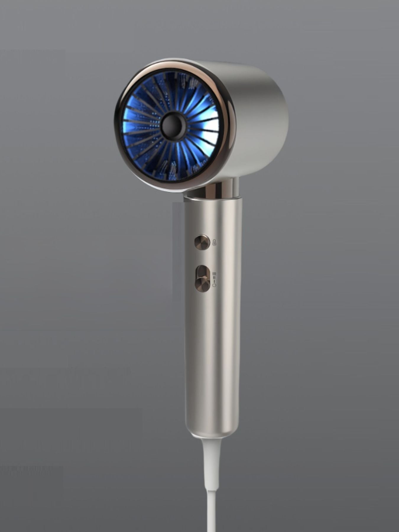 Gray household hair dryer with multiple heat settings and European plug, versatile styling tool by Trendsi.