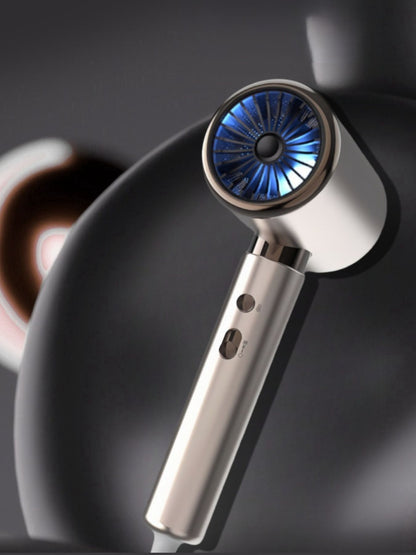 Gray household hair dryer with multiple heat settings and European plug, by Trendsi, shown with adjustable controls and sleek design.