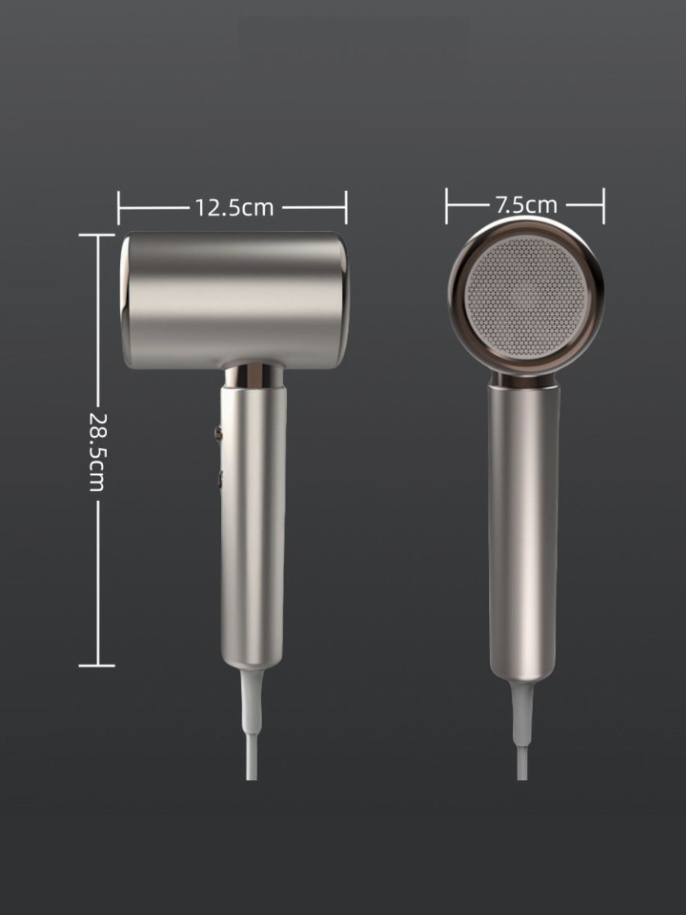 Gray household hair dryer with multiple heat settings and European plug, designed for versatile styling by Trendsi.