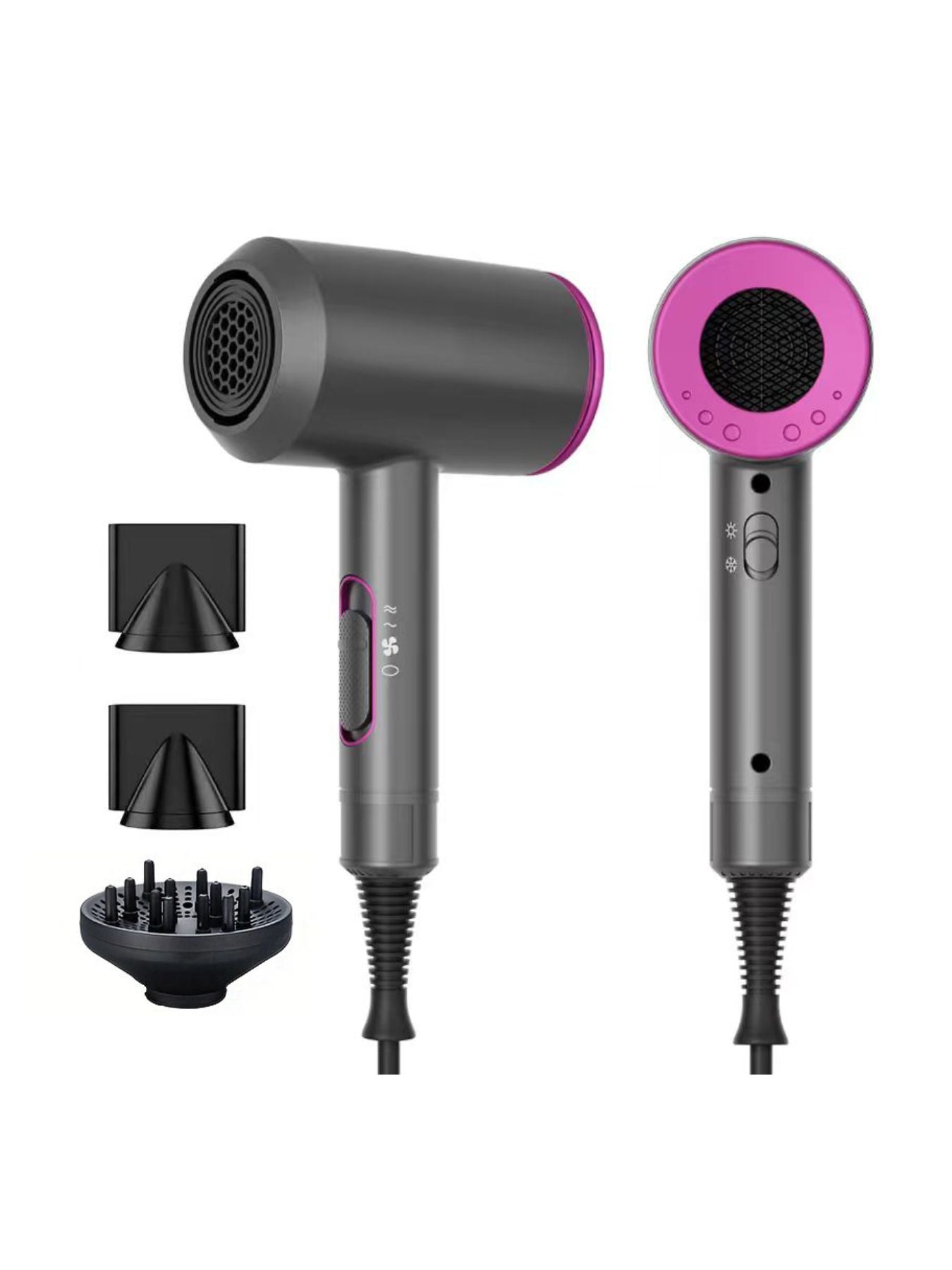 Gray Trendsi negative ion household hair dryer with European plug, fast drying technology and sleek compact design.