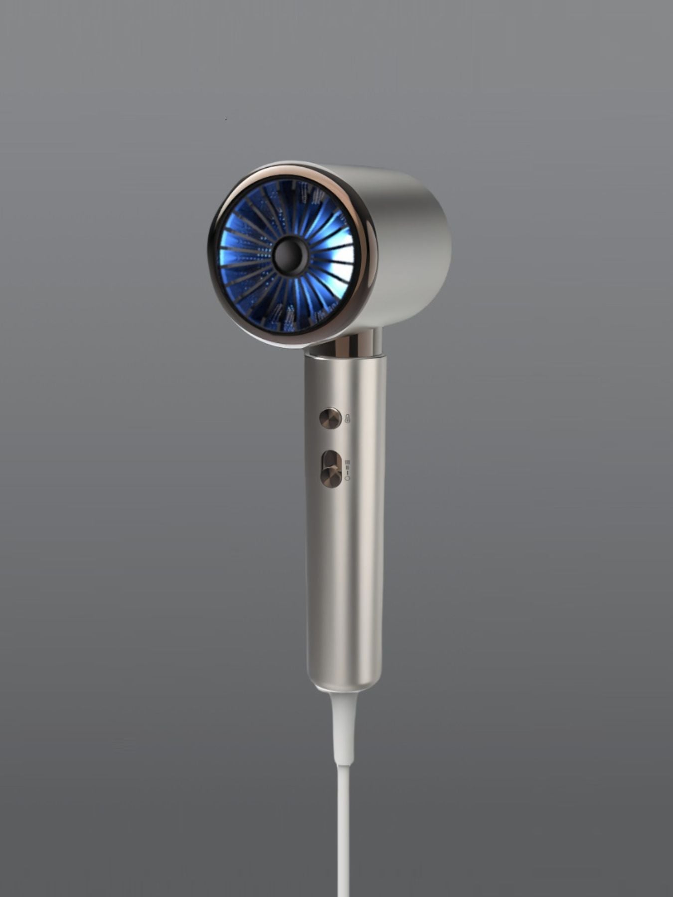 Gray Trendsi negative ions high-speed hair dryer with European plug, showcasing its sleek design and professional airflow.