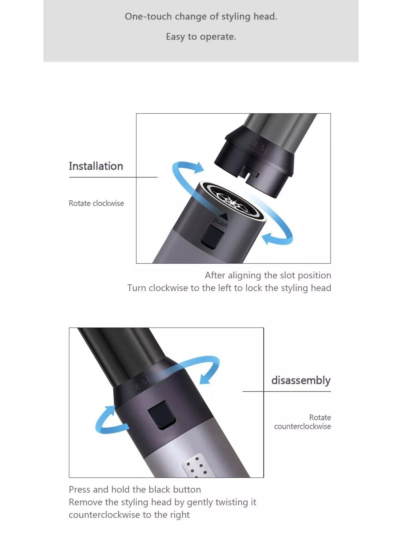 Gray 6-in-1 Interchangeable Head Curling Iron by Trendsi with North American plug and multiple curling barrel options