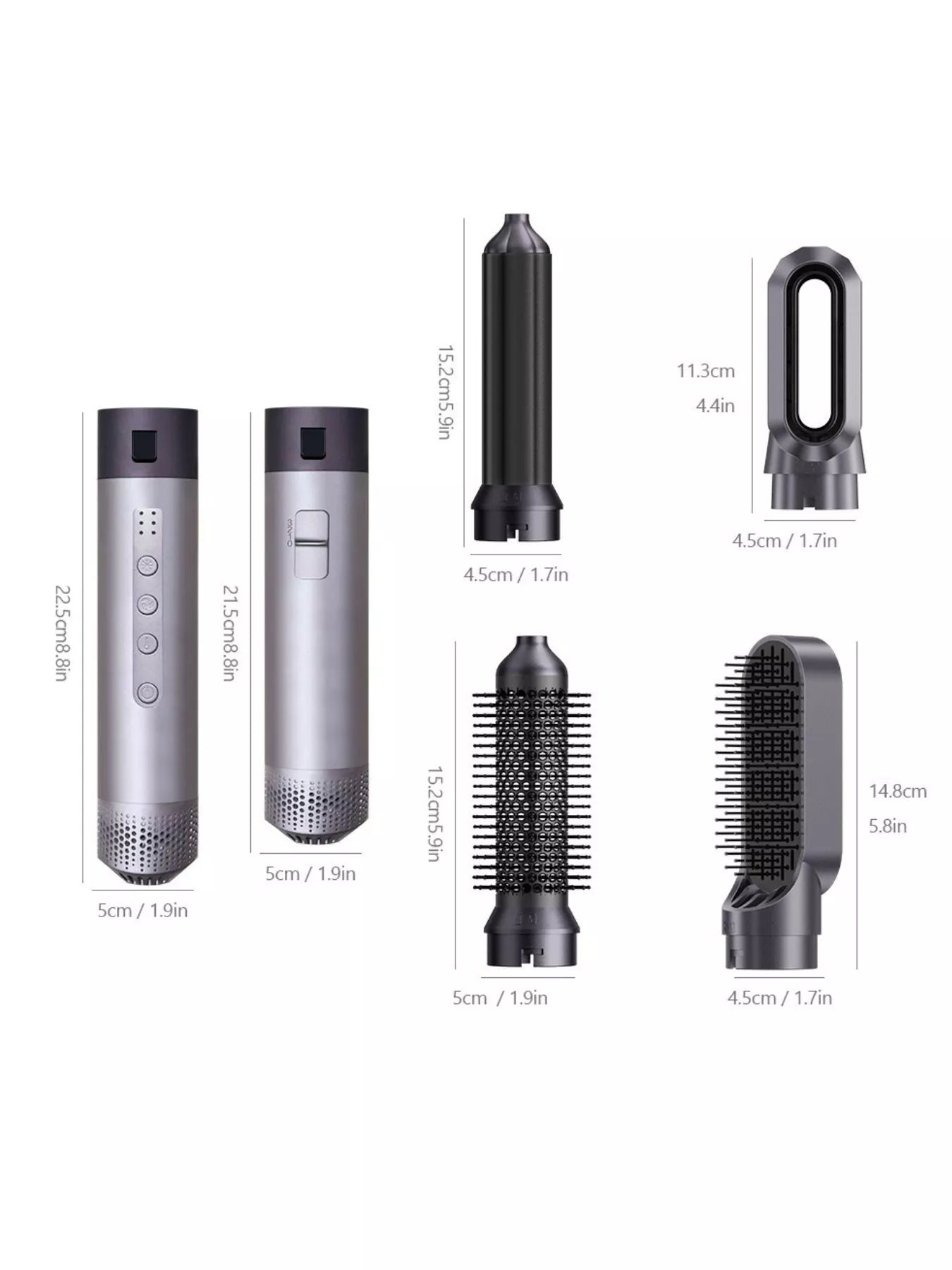 Gray 6-in-1 Interchangeable Head Curling Iron by Trendsi with North American plug for versatile curling styles.