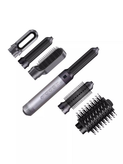 Gray 6-in-1 Interchangeable Head Curling Iron by Trendsi with North American plug, showcasing multiple curling wand attachments