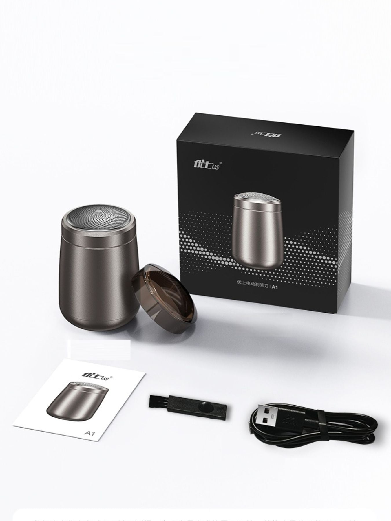Gray portable mini electric shaver by Trendsi, compact design ideal for on-the-go grooming and close shave.