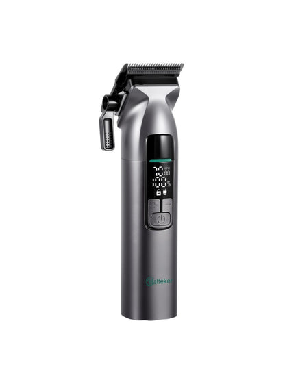 Gray cordless hair clipper with LED display from Trendsi, featuring a sleek design and adjustable blades for precise cutting.