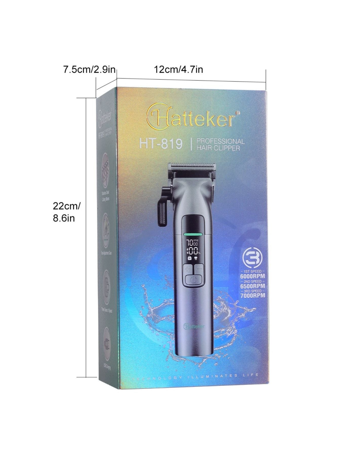 Gray cordless hair clipper with LED display from Trendsi, featuring adjustable blades and ergonomic design.