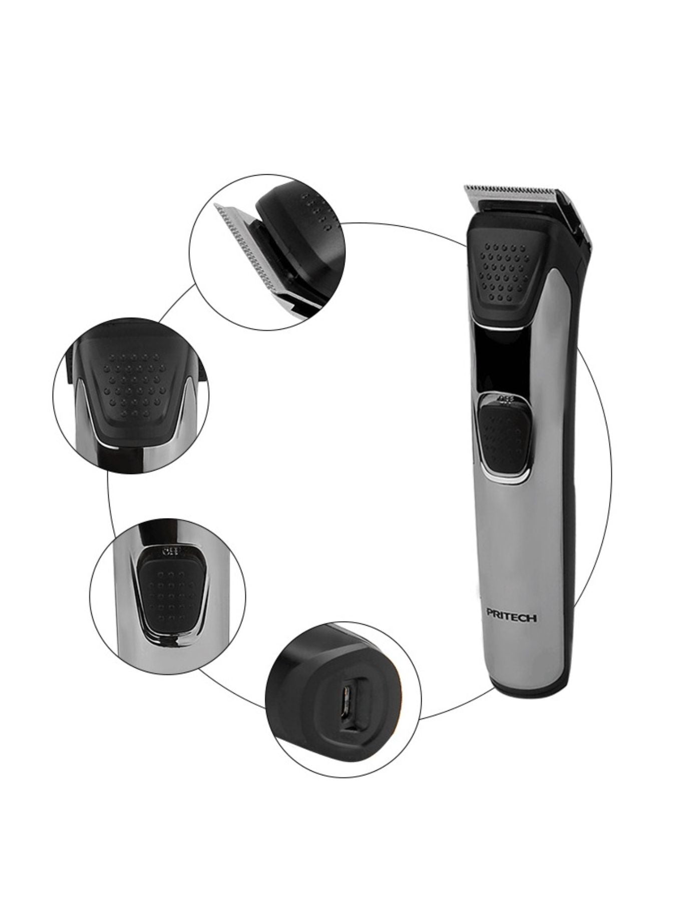 Gray electric hair clipper by Trendsi with a sleek design, suitable for professional or home haircutting.