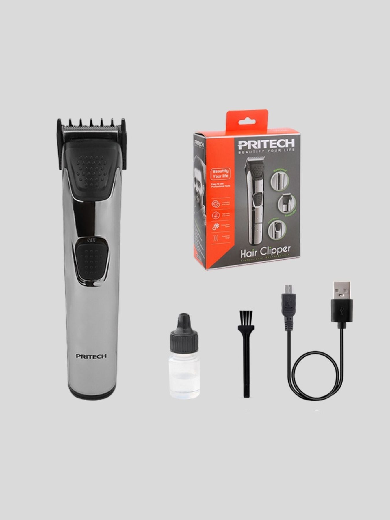Gray electric hair clipper from Trendsi with a sleek design, suitable for precise hair trimming and grooming.