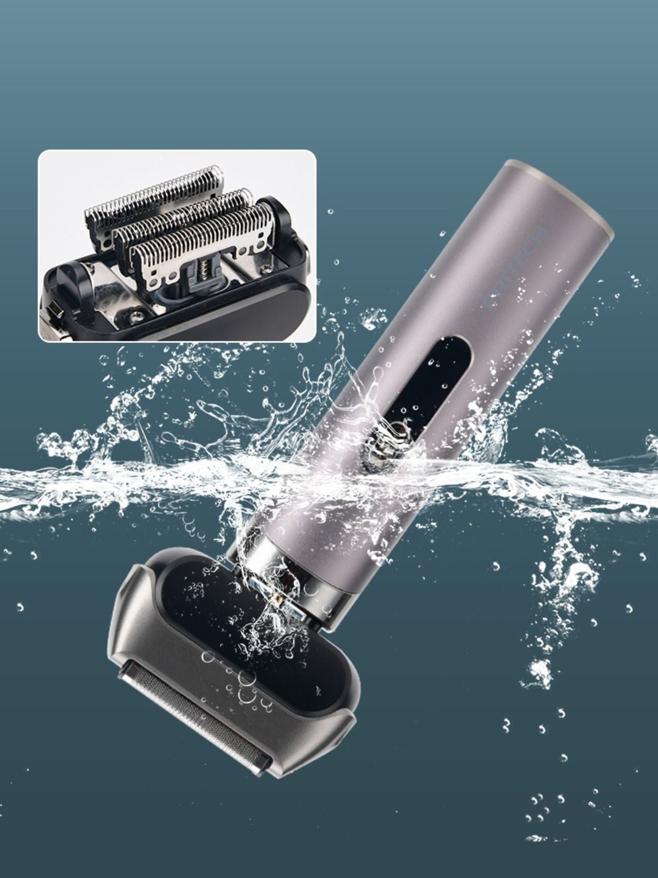 Gray portable foil shaver by Trendsi with a compact design, ideal for quick grooming on the go.