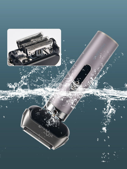Gray portable foil shaver by Trendsi with a compact design, ideal for quick grooming on the go.