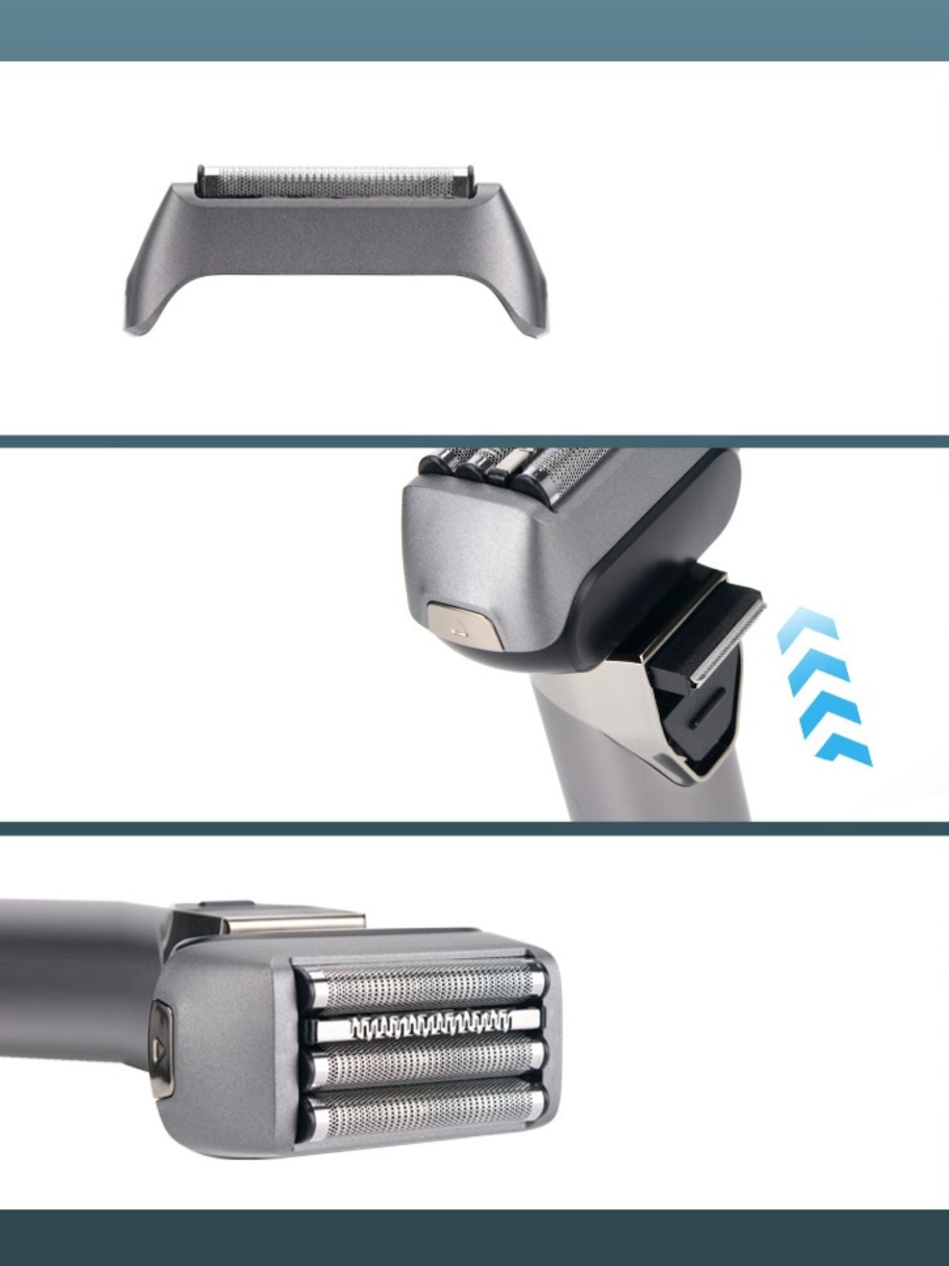 Gray portable foil shaver by Trendsi, compact design with a sleek finish, ideal for on-the-go grooming.